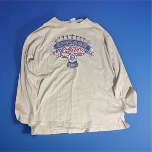 VTG 2003 Graphic Dynasty Chicago Cubs MLB 2XL Beige Long Sleeve Shirt‎ Baseball